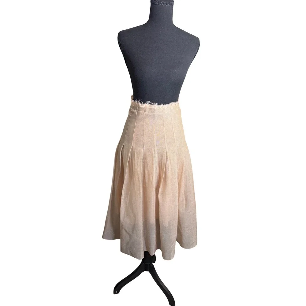 Zara Pleated Midi Skirt Women S  Champagne pink Tulle  A-Line Balletcore